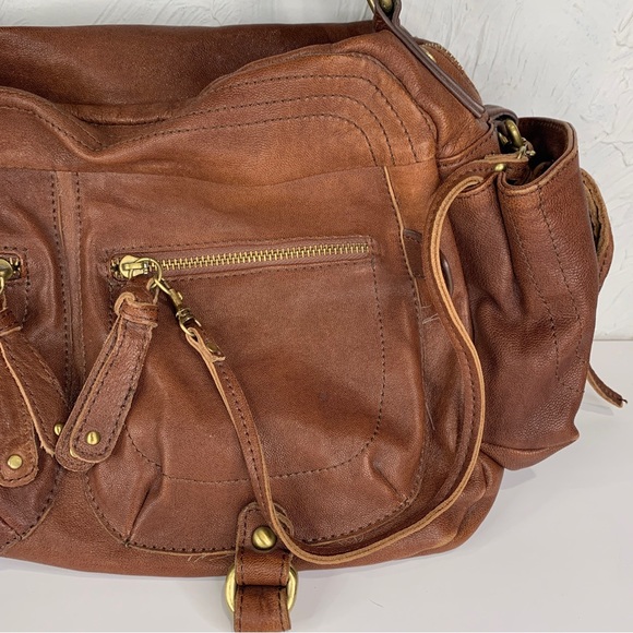 Jesslyn Blake - Anthropologie Large Brown Pebbled Leather Shoulder Bag 17x9x6 - Picture 2 of 15